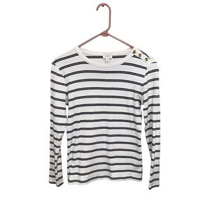 Women’s J.Crew Navy and White Striped Long Sleeve Top